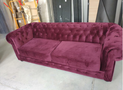 Sofa 2-seater upholstery metal design couches velvet vintage style Chesterfield